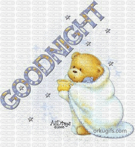 Goodnight Teddy - Animovaný GIF zadarmo