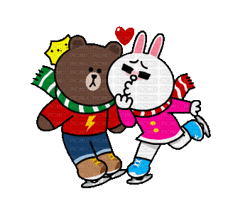 brown_&_cony love bunny bear brown cony gif anime animated animation tube cartoon liebe cher heart coeur - Bezmaksas animēts GIF