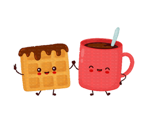 funny waffle and cup coffee - png gratis