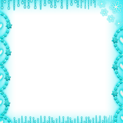 Flowers.Stars.Frame.Turquoise - png ฟรี