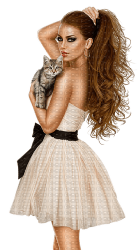 kvinna--katt--woman and cat - zadarmo png