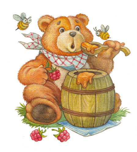 dolceluna vintage deco bear honey summer spring - png grátis