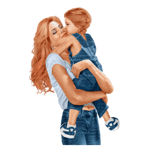 Kaz_Creations Denim-Mother-Child-Family - png gratis