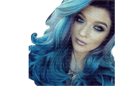 woman blue hair bp - Free PNG