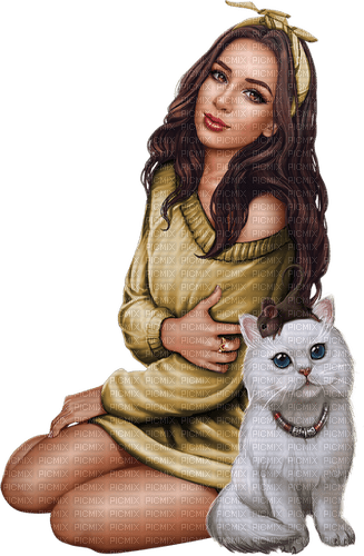 Woman. Cat. Mouse. Leila - Free PNG