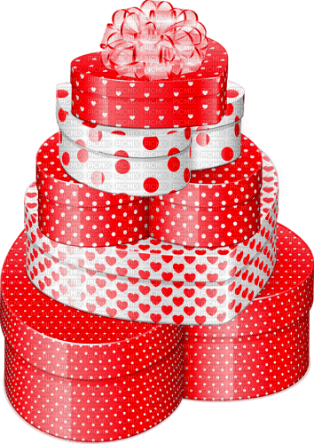 Heart.Boxes.Gift.Red.White - Free PNG