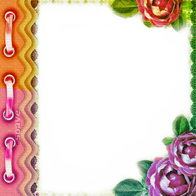 soave frame vintage flowers rose lace rainbow - Free PNG