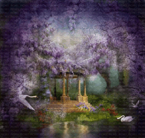 Background Wisteria Garden - Bezmaksas animēts GIF
