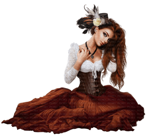 woman steampunk brown - zdarma png