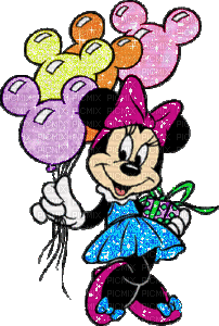 image encre bon anniversaire color effet briller Minnie Disney edited by me - GIF animé gratuit