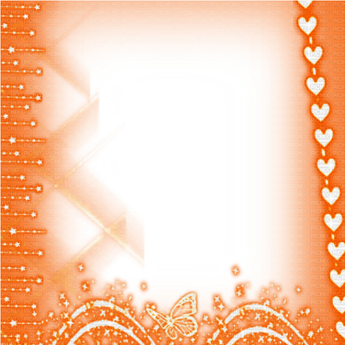 Frame.Hearts.Stars.Butterfly.White.Orange - png gratuito