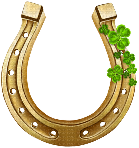 Horseshoe.Clovers.Gold.Green - Free PNG