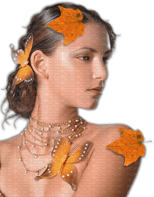 Kaz_Creations Woman Femme Autumn Butterflies - PNG gratuit