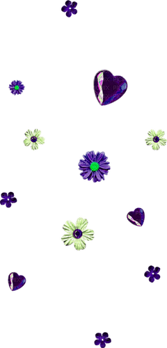 Hearts.Flowers.Purple.White - PNG gratuit
