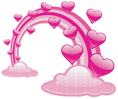Kaz_Creations Valentine Deco Love Hearts Clouds Rainbow Pink - PNG gratuit