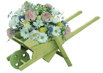 tube brouette fleurie - besplatni png