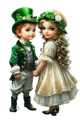 St-Patrick, couple enfant - besplatni png
