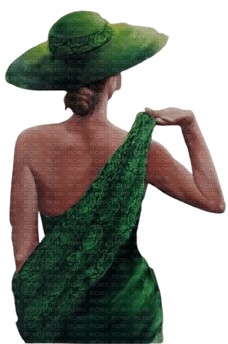Femme de dos en vert - nemokama png
