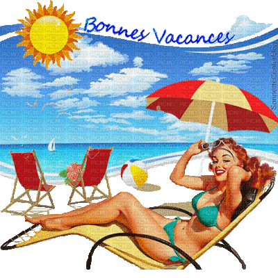 woman beach bp - GIF animé gratuit