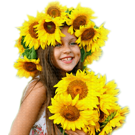 Sunflower.Girl - By KittyKatLuv65 - nemokama png