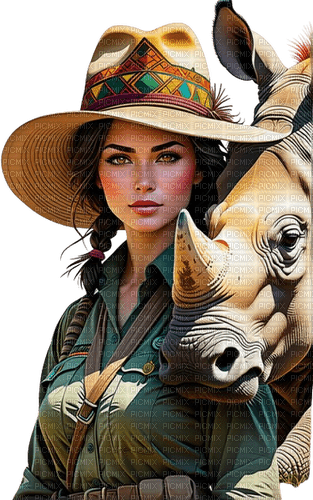 loly33 femme rhino afrique - 免费PNG