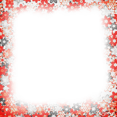 soave frame flowers texture black white red - Free PNG