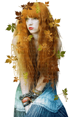 femme automne red hair autumn woman - PNG gratuit