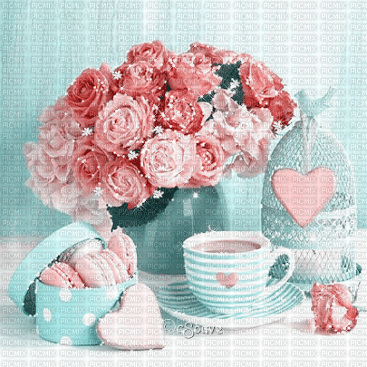 soave background animated  coffee flowers - Gratis animerad GIF