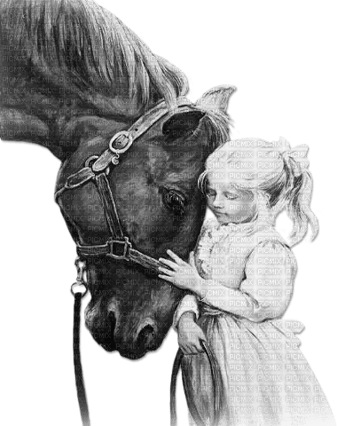 soave horse children girl vintage black