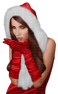 Kaz_Creations Woman Femme Red Christmas - PNG gratuit