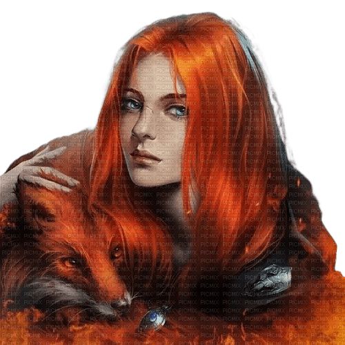 Woman  and fox - png gratuito