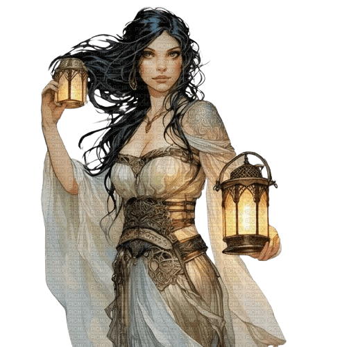 Woman. Lantern. Leila - png gratis