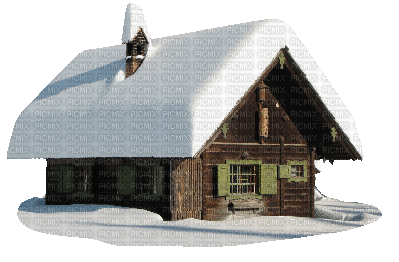 Huis in sneeuw - Бесплатни анимирани ГИФ