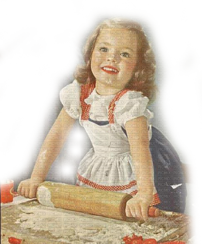 kikkapink vintage child baby girl cooking - ilmainen png