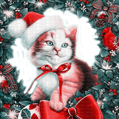 Y.A.M._New year Christmas cat - nemokama png