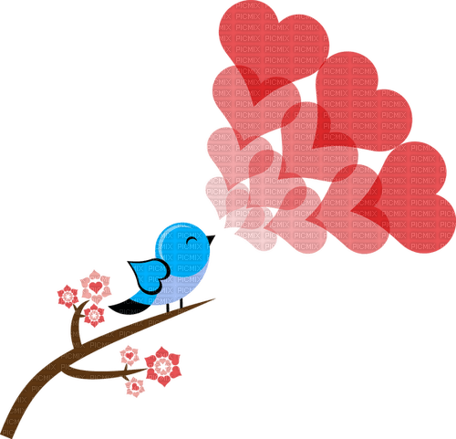 Coeur arbre branche oiseau bird tree heart - PNG gratuit