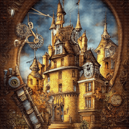 kikkapink background steampunk castle - δωρεάν png
