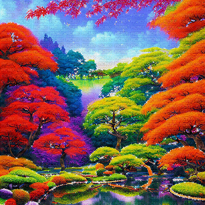 kikkapink  oriental japanese garden background - GIF animado gratis