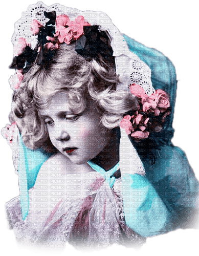 soave children girl vintage face blue pink - δωρεάν png