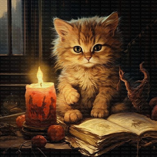 Kitten and Candle - ingyenes png