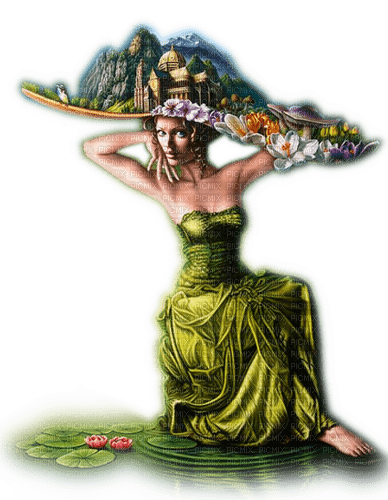 Rena Art Surreal Woman Frau green - δωρεάν png