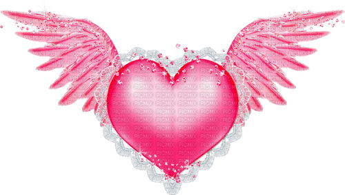 Winged.Heart.Glitter.Lace.White.Pink - PNG gratuit