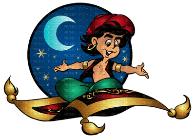 Aladin vole sur son tapis - gratis png