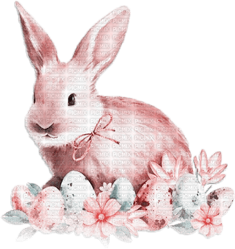 soave deco easter eggs flowers bunny pink  teal - png gratuito