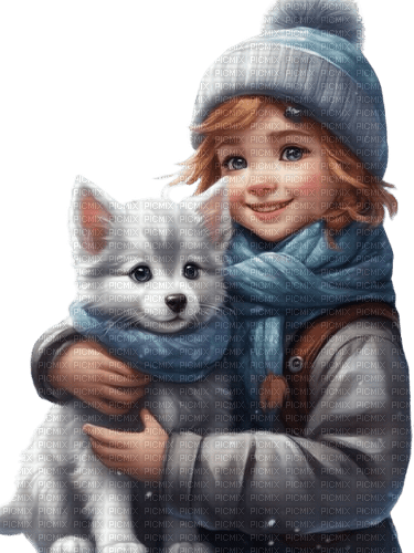 loly33 enfant hiver chien - 無料png