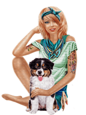 woman with dog bp - безплатен png