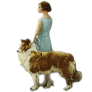 dama  con perro vintage dubravka4 - kostenlos png