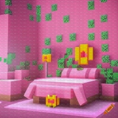 Pink Minecraft Bedroom - Free PNG