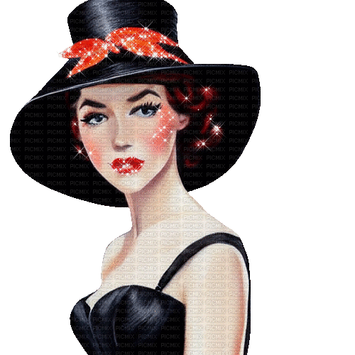 kikkapink vintage woman fashion hat - GIF animado grátis