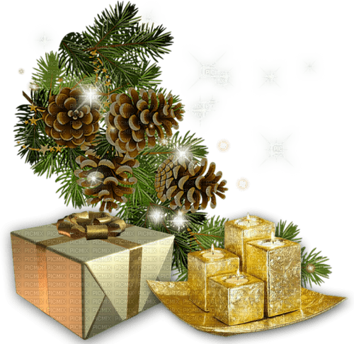 Christmas.Noël.Gold.Deco.candles.Victoriabea - PNG gratuit